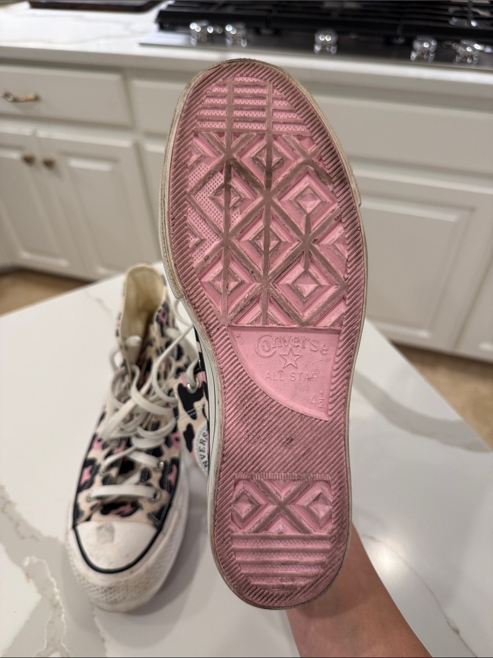 Converse High Top Sneakers - Pink, Black & White Leopard Print - Picture 5 of 5